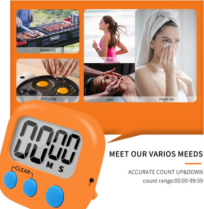 6 Pack Small Digital Kitchen Timer Magnetic Back and ON/Off Switch,Minute Second Count Up Countdown (Red)
