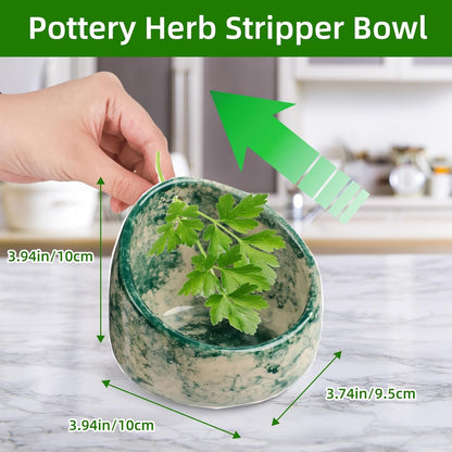 herb stripper，herb stripper bowl，pottery herb stripper，handmade with different circular hole sizes for separating leaves and stems.