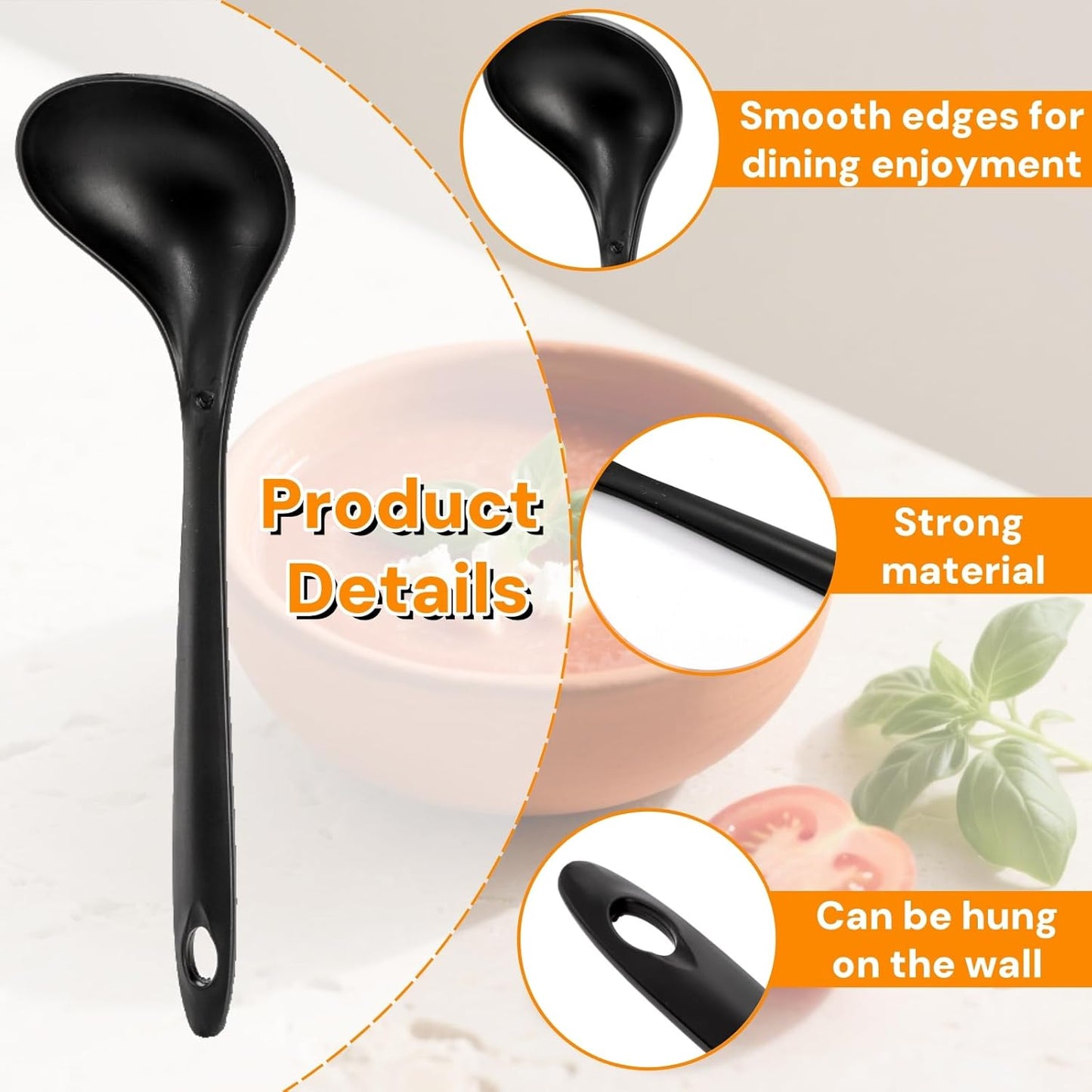 40 Pack Plastic Ladle Spoons, 1.5 Oz Solid Durable Disposable Serving Spoons with Long Handle, Heat Resistant Large Soup Ladle Bulk for Party Catering Buffet Restaurant, 9 x 2.8 Inch