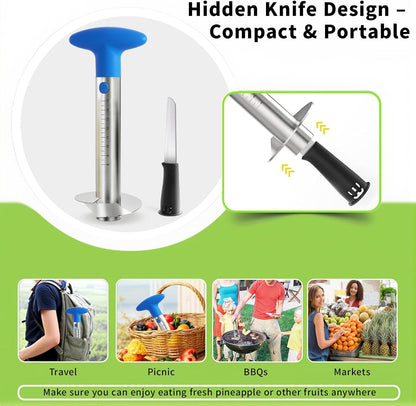 YYP Pineapple Corer and Slicer with Measurement Marks – Stainless Steel Pineapple Cutter for Perfect Pineapple Rings & Effortless Cutting (Black)