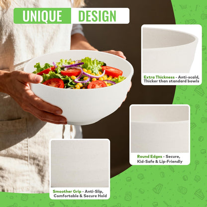 Wheat Straw Bowls Set with Lids, Unbreakable 40 OZ Cereal Bowls Set of 4, Salad Container for Lunch, Microwave & Dishwasher Safe Bowl Set for Kitchen, Picnic, RV, Camping, Multi