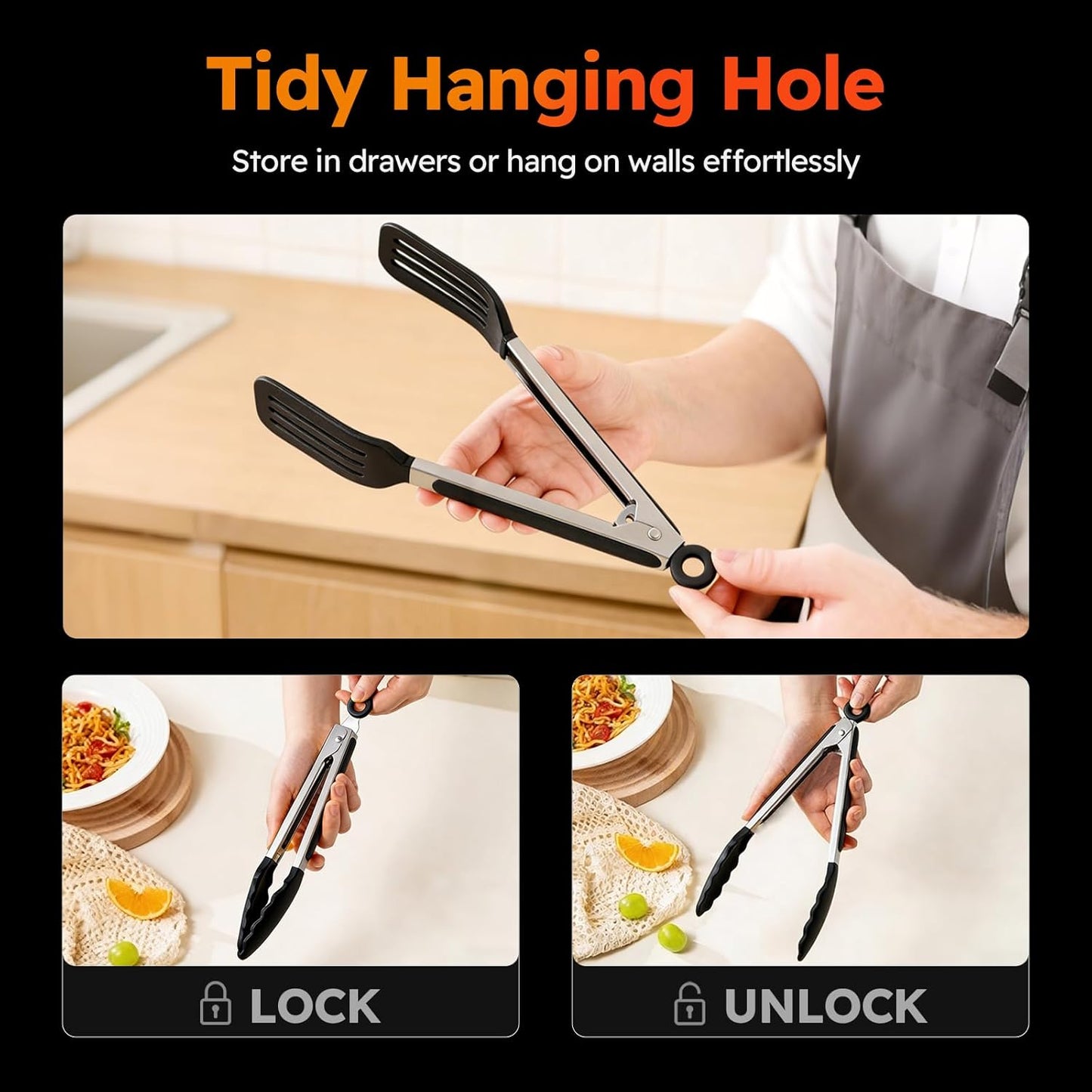 HST 3 Pack Kitchen Tongs, Non Stick Stainless Steel 9 Inch Tongs With Silicone Tip for Cooking BBQ Baking(Red)