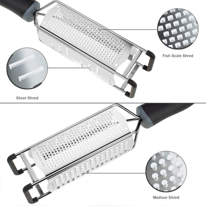Lemon Zester, Stainless Steel Kitchen Cheese Grater, Plastic Cover Ergonomic Soft Black Handle