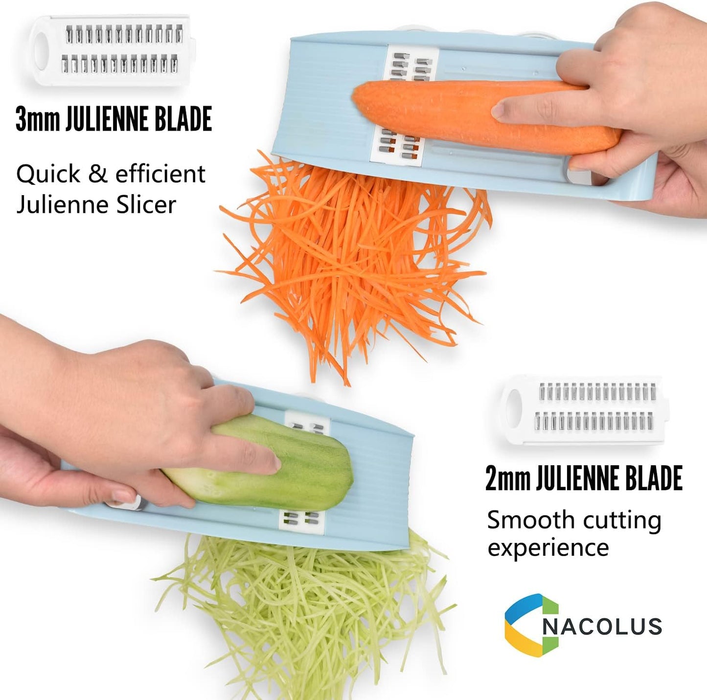 NACOLUS 5 in 1 Mandoline Slicer Vegetable Slicer Mandolin Multi Blade Potato Veggie Slicer Vegetable Cutter Julienne Shredder Potato Slicer Green