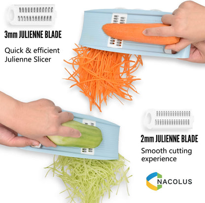 NACOLUS 5 in 1 Mandoline Slicer Vegetable Slicer Mandolin Multi Blade Potato Veggie Slicer Vegetable Cutter Julienne Shredder Potato Slicer Green