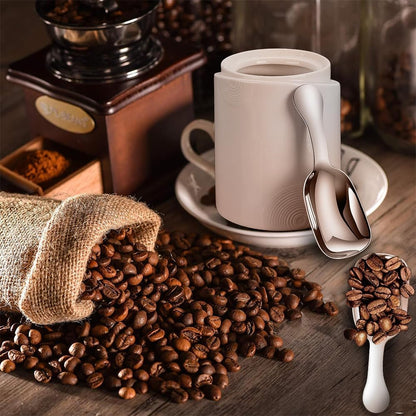 Ouliget Stainless Steel Coffee Scoop, Ground Coffee Measure Scoop Set,Bean Espresso Milk Powder Tea Short Handled Scoop, Suitable For Kitchen Stainless Steel Spoon,20ml,2 Pieces