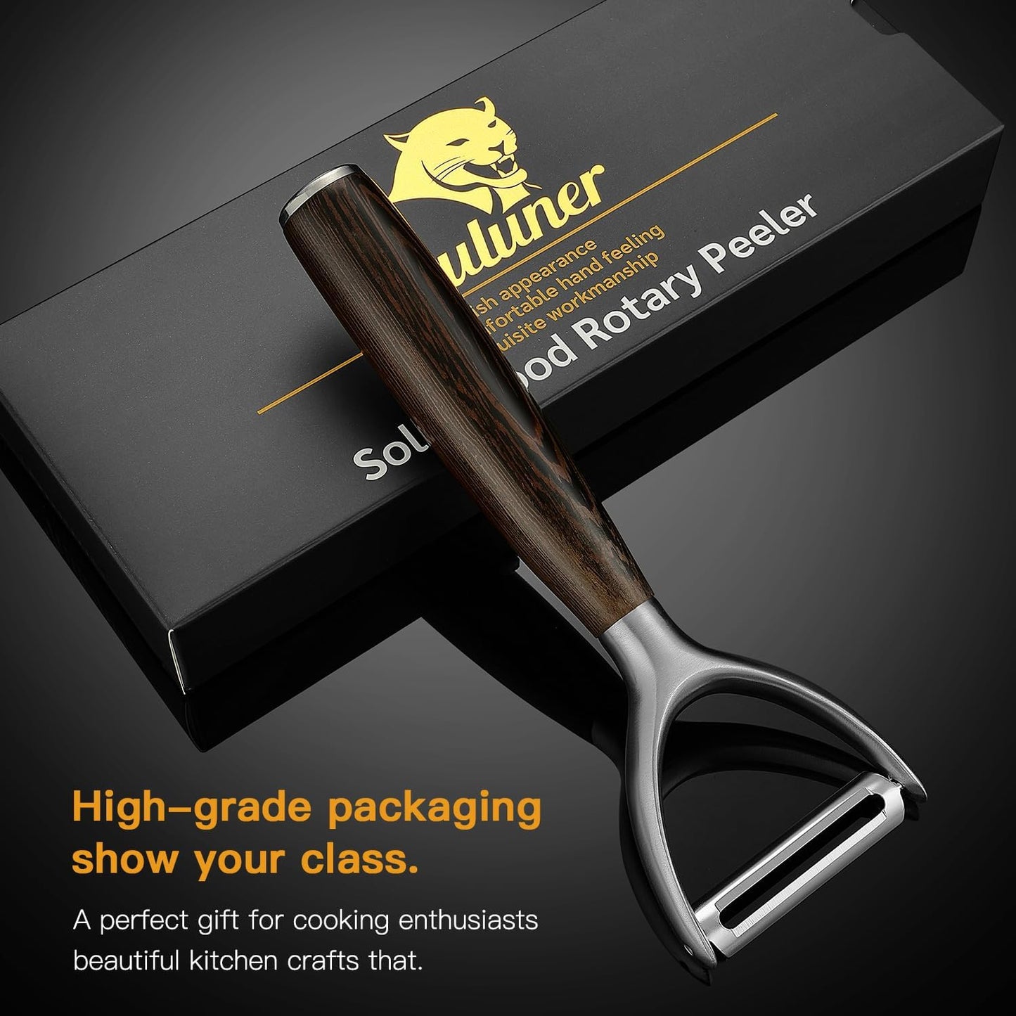 Serrated Blade Premium I Type 304 Stainless Steel Multifunctional Kitchen Peeler Real Wood Handle Ultra Sharp Blade Vegetable Potato Apple（Agarwood）