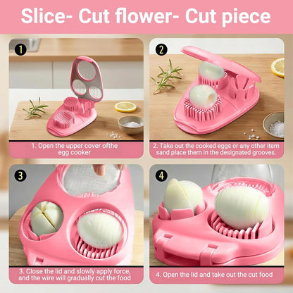 3-in-1 Heavy Duty Egg Slicer, Stainless Steel Blades with Multiple Cutting Modes for Hard Boiled Eggs, Mushrooms, Strawberry, Multifunctional Kitchen Tool, Send Goods from Local Warehouse
