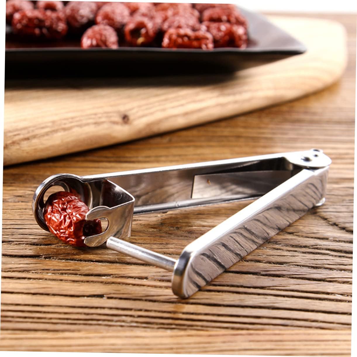 HOMSFOU Date Corer Stainless Steel Red Date Pit Remover Fruit Core Tool for Quick Pitting of Dates and Cherries 5.70 Inch Kitchen Gadget