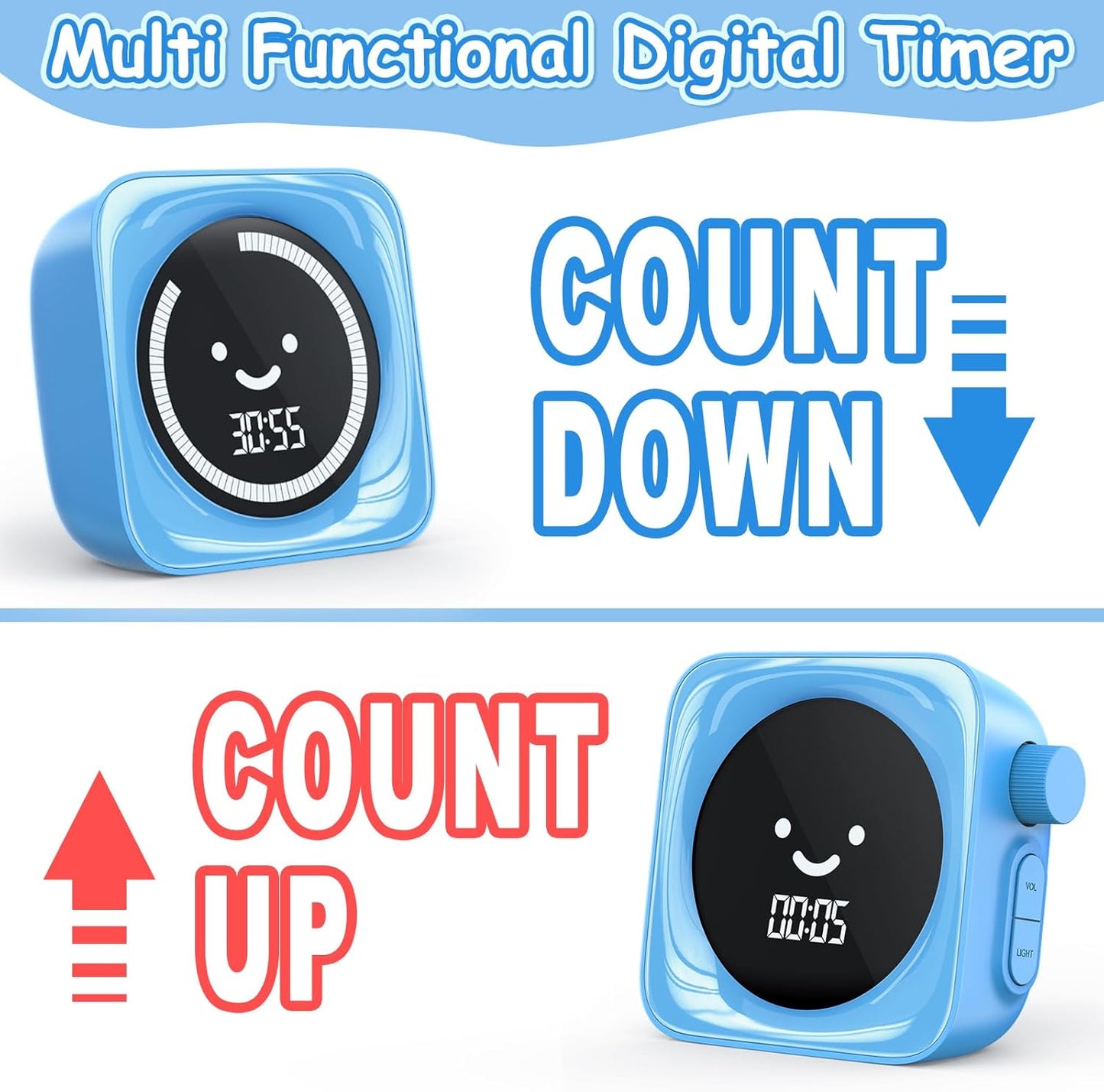 Visual Timer, 99 Minute Digital Kitchen Desk Timer for Office Supplies Home Productivity Management Tool Countdown Count Up, White