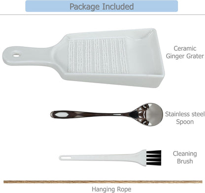 EIKS Ceramics Grater Plate for Ginger Garlic Wasabi Daikon Fruits Root Vegetable Cooking Preparation (Spade-shaped)