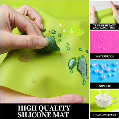 LEOBRO Silicone Mat for Resin Molds, 3 PCS Silicone Mats for Epoxy Resin, UV Resin, Play Dough Mat, Clay Mat, Nonstick Silicone Sheets Pads for DIY Arts and Crafts, Pink & Purple & Blue, 15.7”x 11.7”