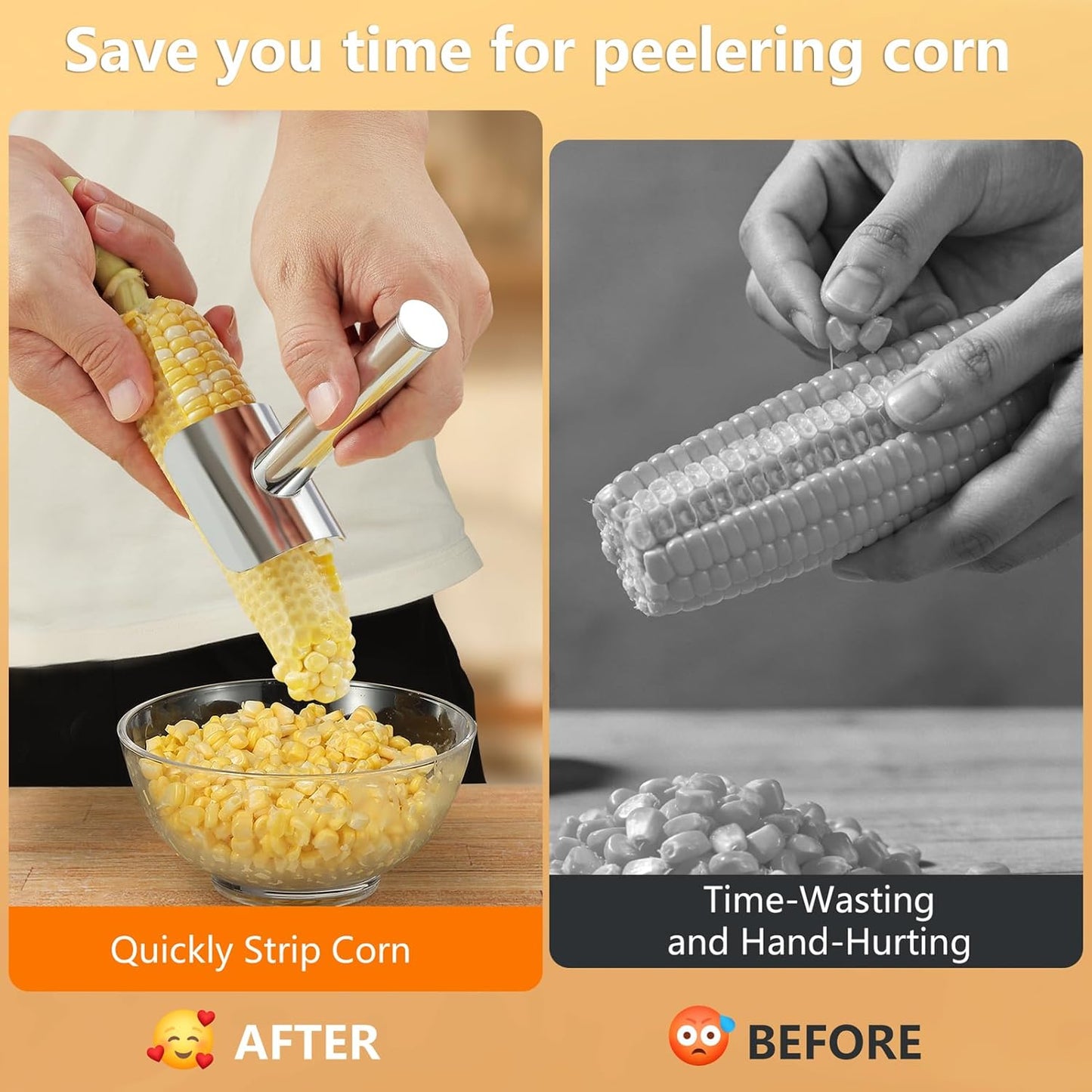 Corn Peeler Stainless steel Corn Cob Stripper Remover Corn Tool Corn Thresher from the Cob, Removes Corn Kernels From Corn Cobs In Seconds, Kitchen Gadget