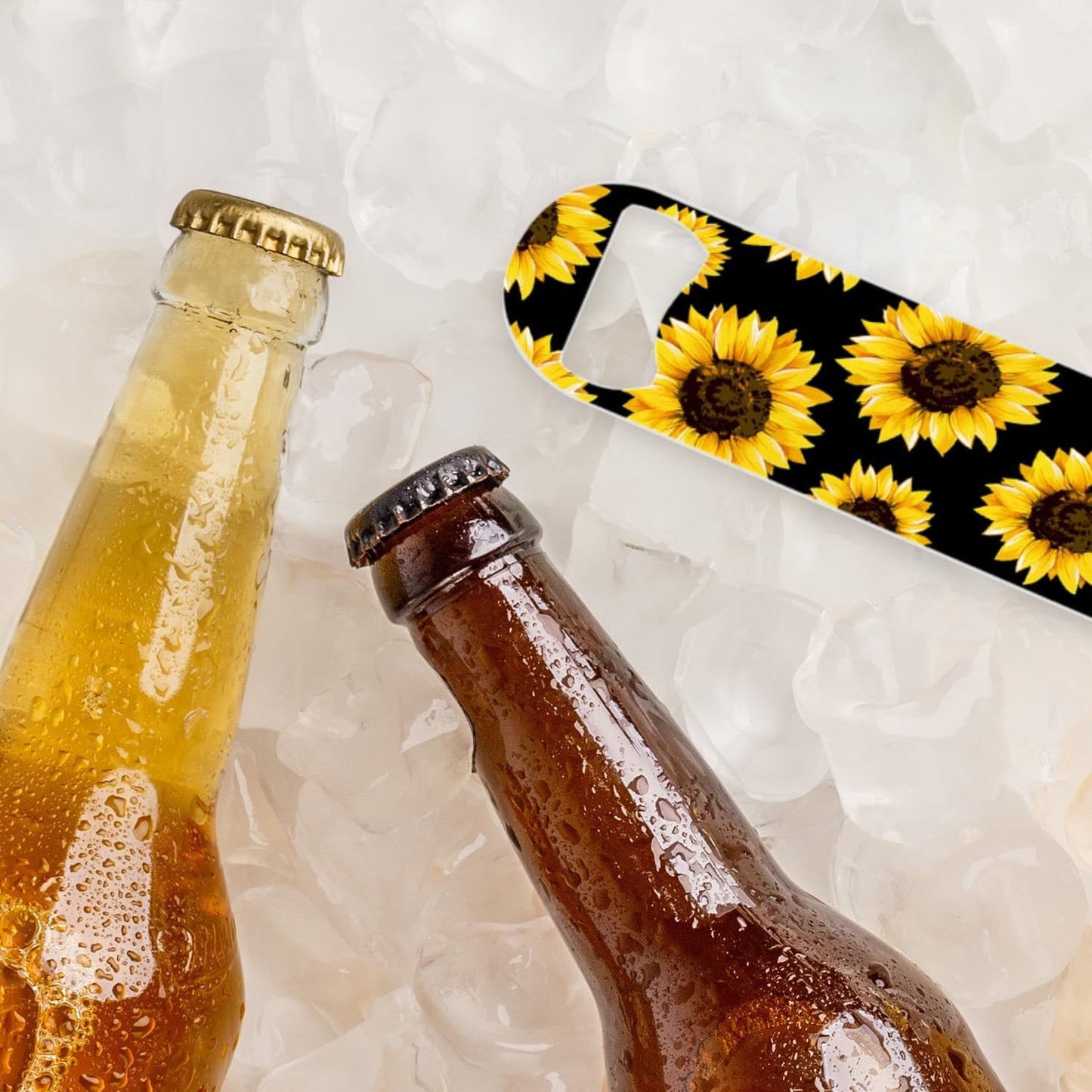 2 PACK Beer Bottle Opener, Stainless Steel Flat Bottle Openers,7 inch Metal Decor,Pink And Gold Marble