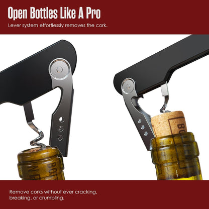 Houseables Wine Opener, Wine Key for Servers, Waiters Corkscrew, Travel Bottle Opener, Cork Screw, with Foil Cutter, Bartenders Tool, Professional, Restaurant, TSA Approved, Portable, Black, 5 1/4"