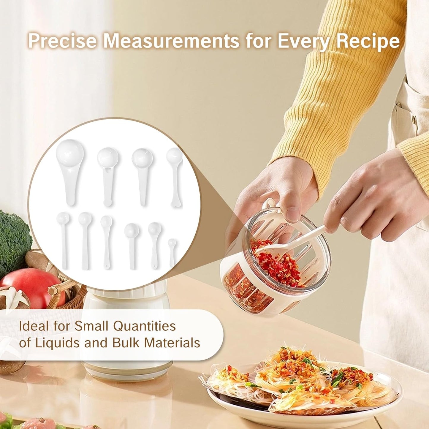 NIIIYTYB 10Pcs Plastic Measuring Spoons Set Gram Cup Powder Scoops 0.25g 0.5g 1g 1.5g 2g 3g 5g 7.5g 10g 15g Adjustable Measuring Spoons for Powder Bead Coffee Spices Dry Goods