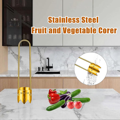 Red Bell Pepper Seed Corer & Jalapeno Corer Tool - 304 Stainless Steel, Apple Pineapple Vegetable Corer, Easy Core Remover with Anti-Slip Handle ﻿