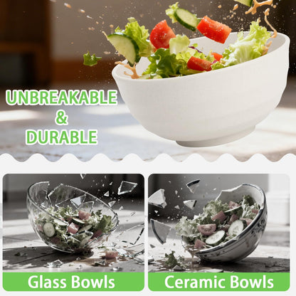 Wheat Straw Bowls Set with Lids, Unbreakable 40 OZ Cereal Bowls Set of 4, Salad Container for Lunch, Microwave & Dishwasher Safe Bowl Set for Kitchen, Picnic, RV, Camping, Multi