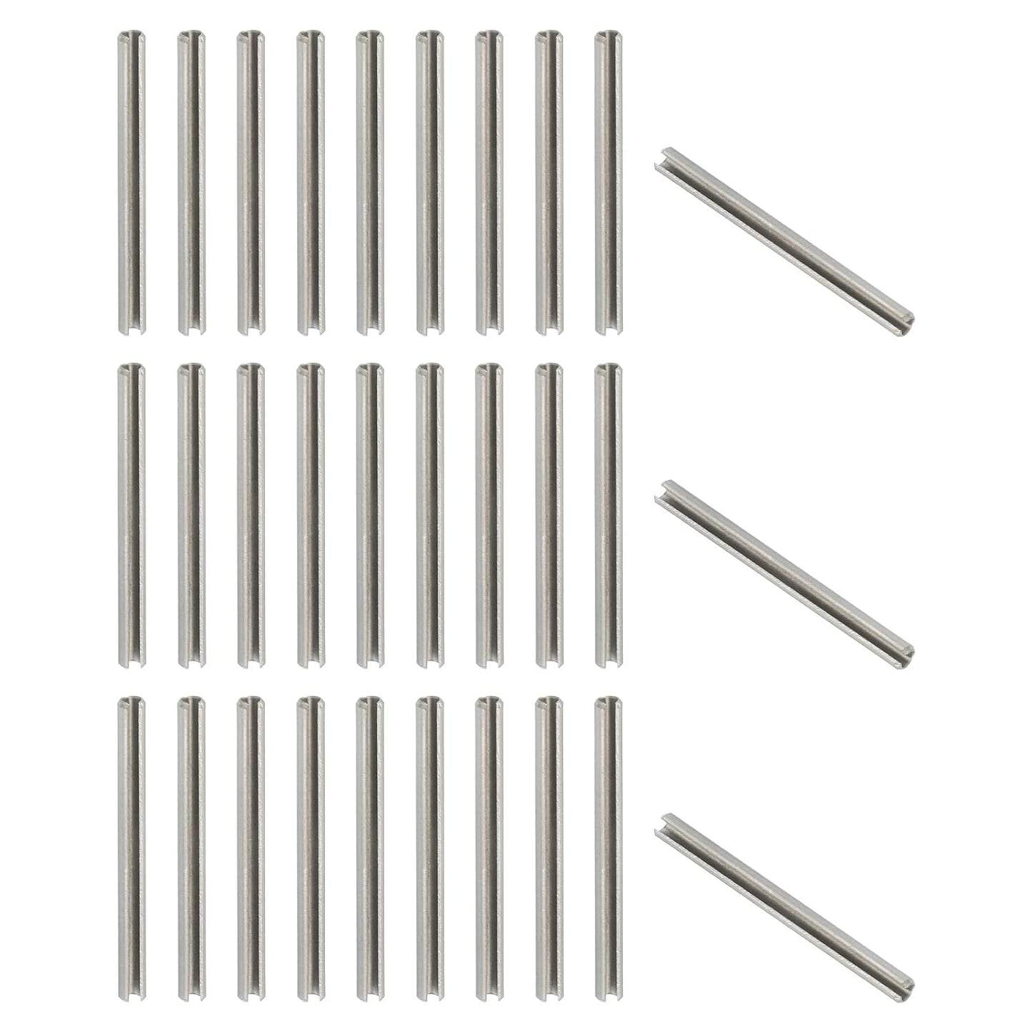 PATIKIL Slotted Spring Pin, 50 Pcs 1/8" x 3/4" (3.2mm x 20mm) 304 Stainless Steel Split Roll Pins Spring Dowel for Home Improvement Automotive Machine Repair, Silver - Colors A