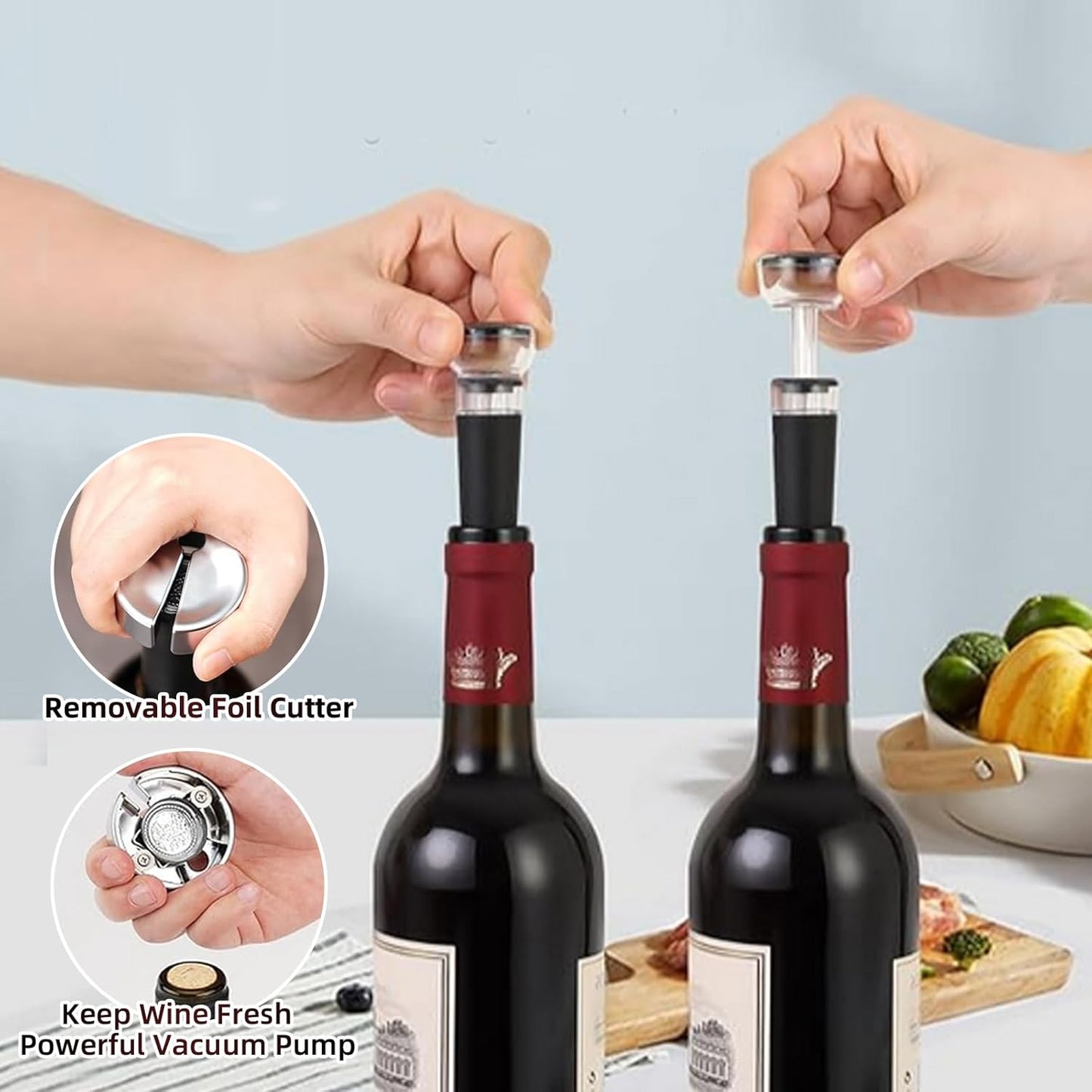 Wing Corkscrew Wine Opener, Premium Zinc Alloy Manual Bottle Opener, Heavy Duty Multifunctional Tool for Kitchen, Bar, Restaurant & Waiters (Silver)