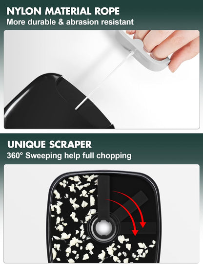 Manual Pull Food Chopper, Hand Pull String Onion Chopper Dicer for Kitchen, Easy Cleaning Food Chopper for Vegetables, Fruits (500 ML)