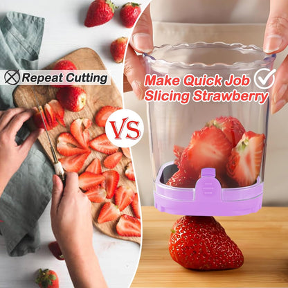 Creative Strawberry & Fruit Slicer - Detachable Cutter with Push Plate (Black)