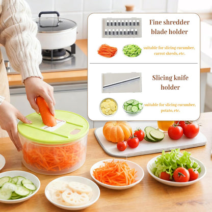 Salad Spinners Best Rated Lettuce Spinner Vegetable Washer 2-in-1 Quick Dehydration, Slicing and Shredding