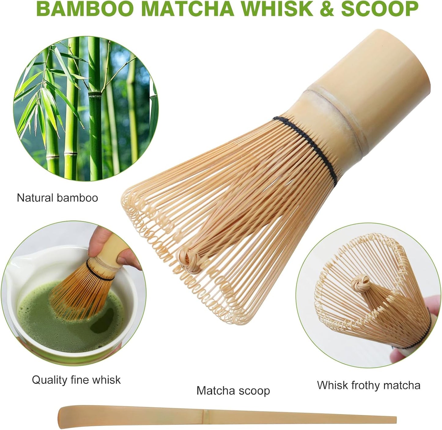 Matcha Whisk Set - Premium Complete Ceremonial Grade Matcha Set with Bamboo Whisk, Matcha Bowl with Spout, Scoop, Sifter & Holder - Authentic Japanese Tea Kit for Traditional Tea Preparation