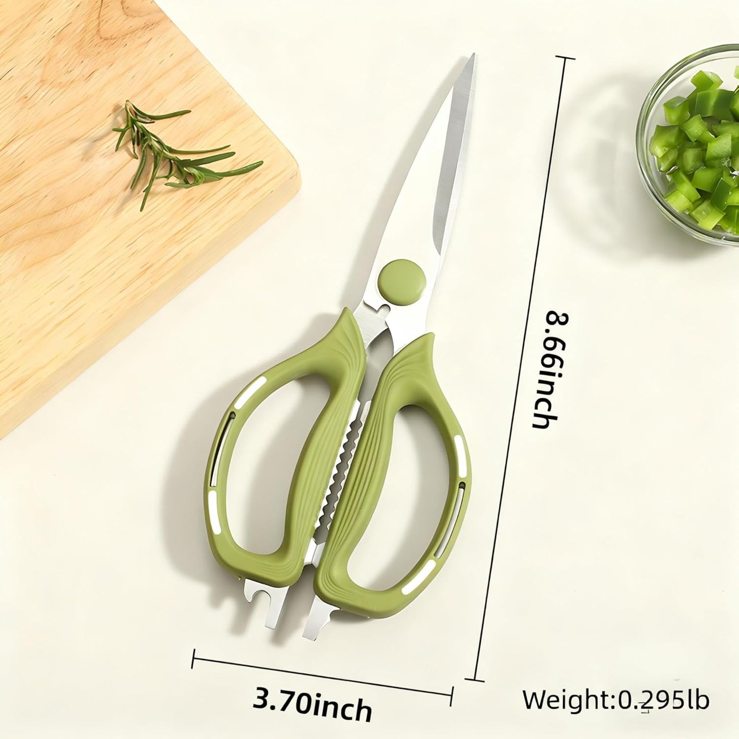 Kitchen Shears Scissors Food Scissors, 8-in-1 Multifunction Japanese Stainless Steel Meat Shears, Dishwasher Safe Sharp Shear All Purpose with Comfort Grip, Ideal for Everyday Use-Yellow