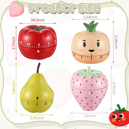 Amylove 4 Pieces Cute Kitchen Timer Animal Mechanical Manual Fox Raccoon Bear Wolf 60 Minutes Loud Alarm Egg Windup Timer for Adults Christmas Home Cooking Baking Fitness Beauty