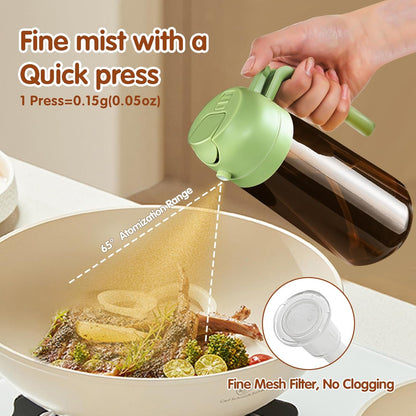 YARRAMATE 2Pcs 16oz/470ml Dark Brown Oil Sprayer for Cooking with Stickers, Food-grade Premium 2 in 1 Olive Oil Dispenser Bottle for Kitchen Gadgets, Air Fryer, Salad, Frying, BBQ (Black&OliveGreen)