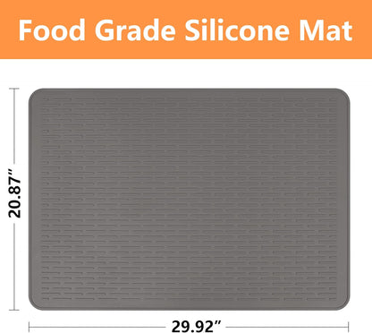 Stove Top Cover for Electric Stove- Range Covers for Electric Stove,Silicone XXL Dish Drying Mat, Glass Cooktop Covers, Flat RV Range top Mats (Black, 28"x20")