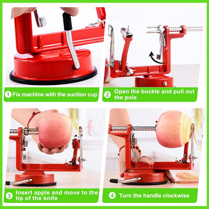 Apple Peeler Corer, Long lasting Chrome Cast Magnesium Alloy Apple Peeler Slicer Corer with Stainless Steel Blades and Powerful Suction Base for Apples and Potato(SpringGreen)