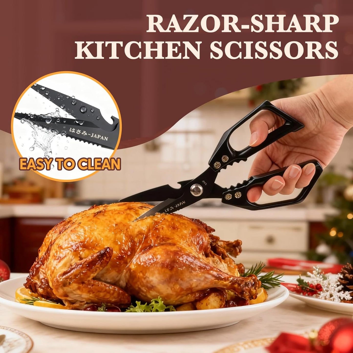 Herb Scissors, Shallot Scissors, Multipurpose 5 Blade Kitchen Herb Shears, Herb Cutter with Safety Cover and Cleaning Comb for Chopping Shallot Basil Chive Parsley