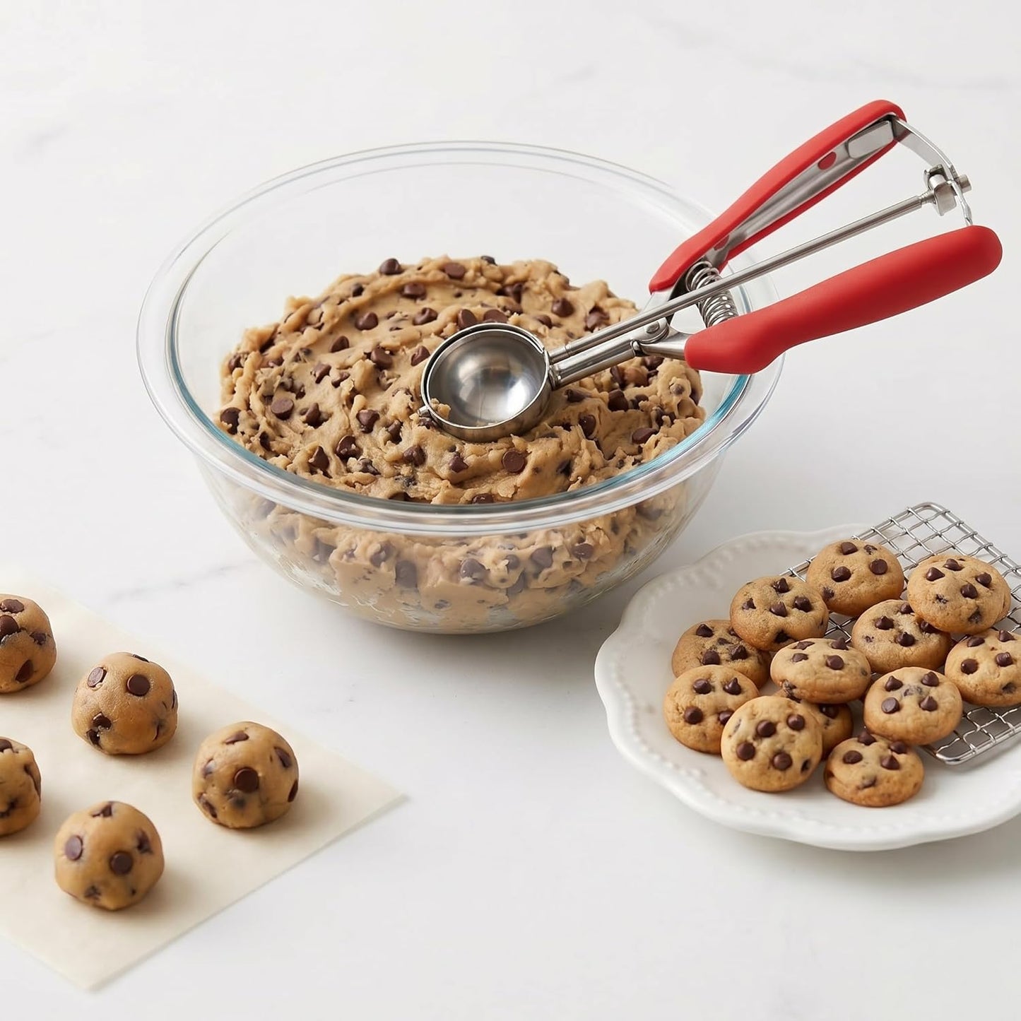 Cookie Scoop, Ice Cream Scoop, 1Tbsp/15 ml/0.5oz Cookie Scoops for Baking, 18/8 Stainless Steel Cookie Scooper for Baking, Ice Cream Scooper with Trigger Release, Cookie Dough Scoop with Non-slip Grip