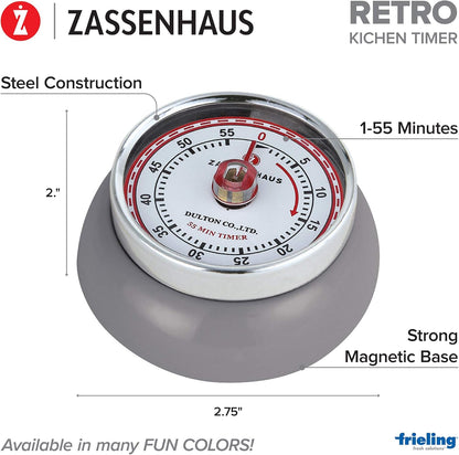 Zassenhaus Magnetic Retro 60 Minute Kitchen Timer, 2.75-Inch, Teal