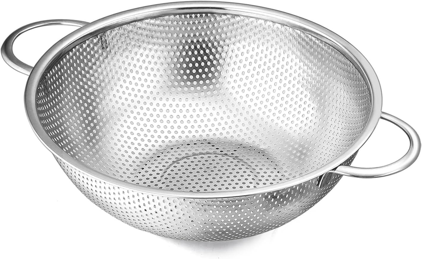 E-far Stainless Steel Colander Set of 3 (1-3-5Quart), Micro-Perforated Metal Colander Strainer with Handle for Kitchen/Draining Pasta/Rinsing Vegetables Fruits, Heavy Duty & Dishwasher Safe