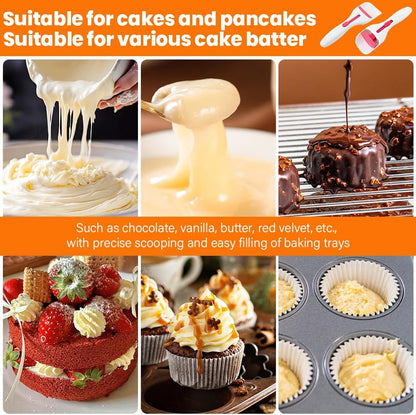 2pcs Cupcake Scoop Batter Dispenser Cupcake Batter Scoop Sliding Button Cake Cream Spatulas for Elegant Baking, Pastry(COLOR:white)