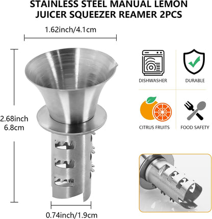 1Pc 18/8 Stainless Steel Manual Lemon Juicer Squeezer, Easy Squeeze Small Hand Juicer and Reamer, Hand Citrus Juicer and Lemon Pourer, Screw Limes squeezer, Dishwasher Safe (1)