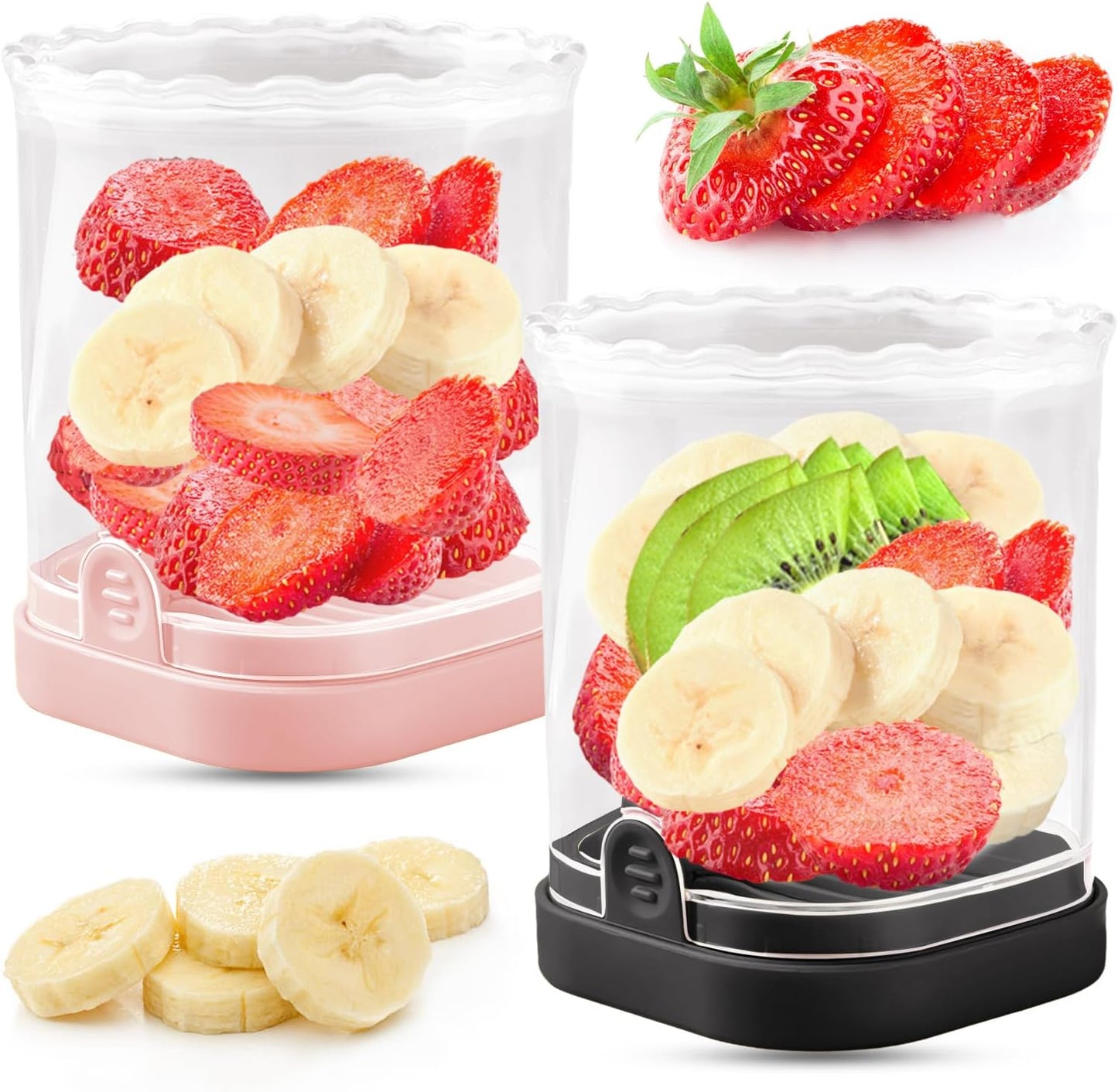 Creative Strawberry & Fruit Slicer - Detachable Cutter with Push Plate (Black)