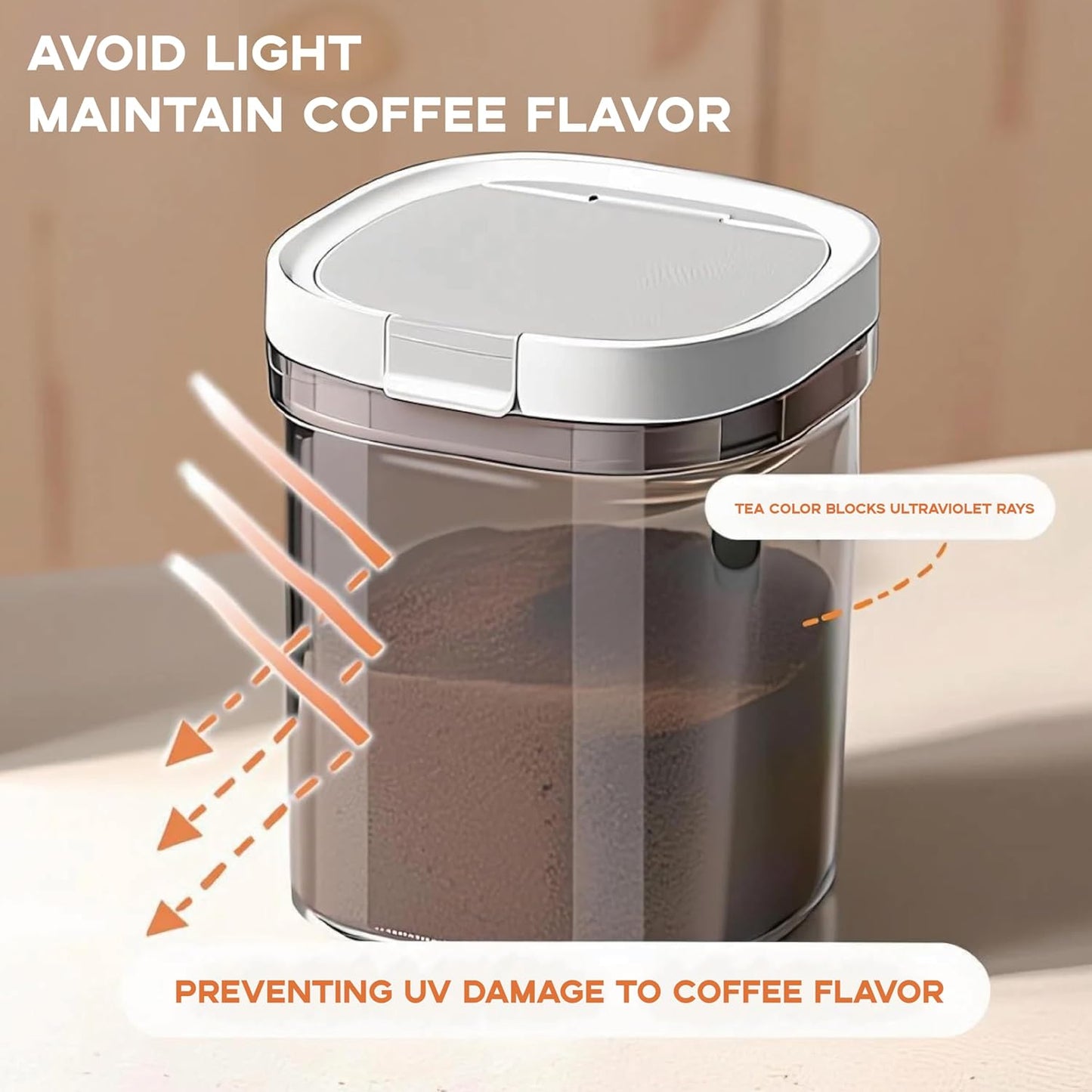 Airtight Coffee Canister, 8oz Coffee Storage Container with Scoop, Kitchen Food Storage Jar for Grounds Coffee, Beans, Tea, Sugar, Flour, Cereal, 800ml