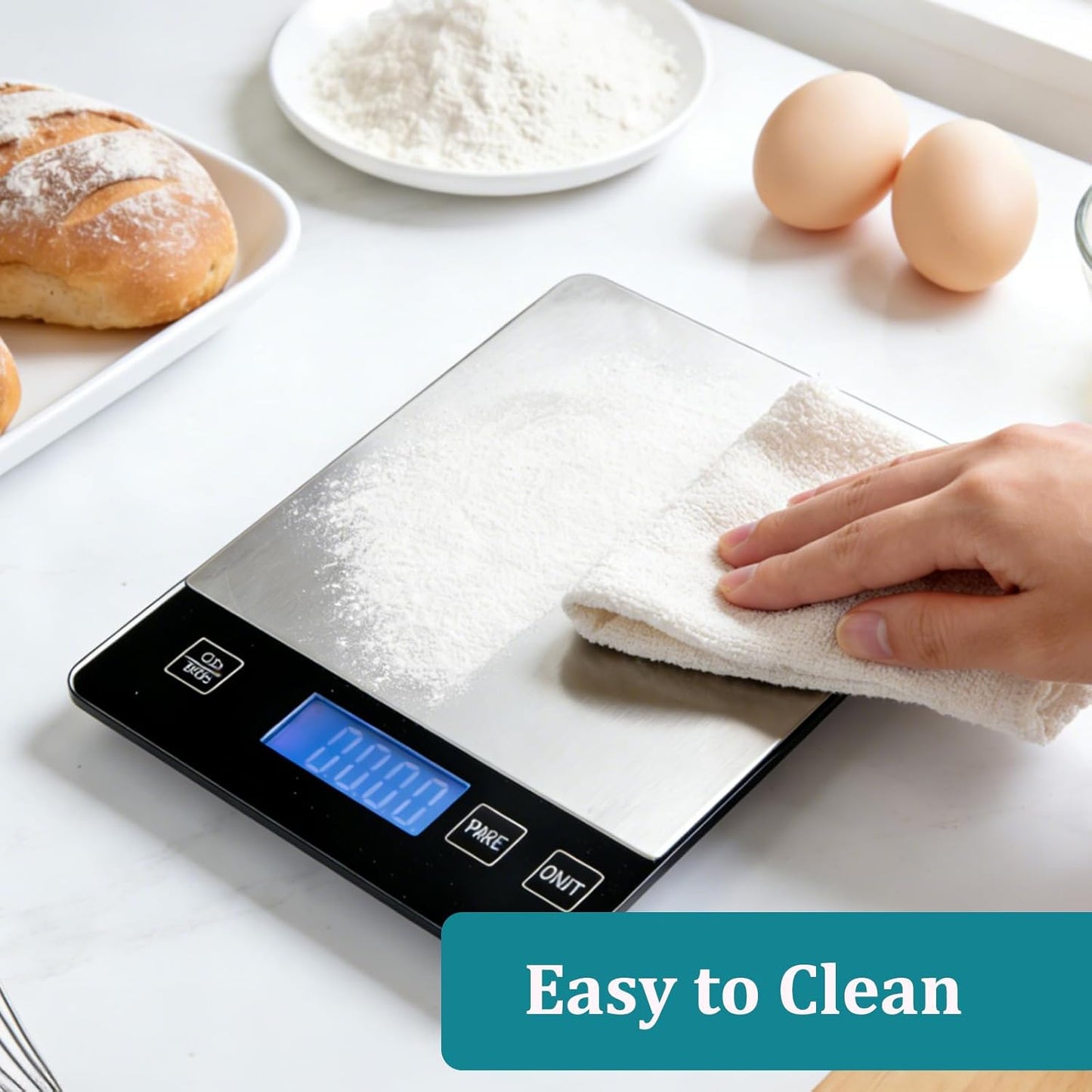 Digital Kitchen Scale, 33lb High Capacity Food Scale with Rechargeable Battery, 304 Stainless Steel Platform for Weight, Meal Prep, Baking