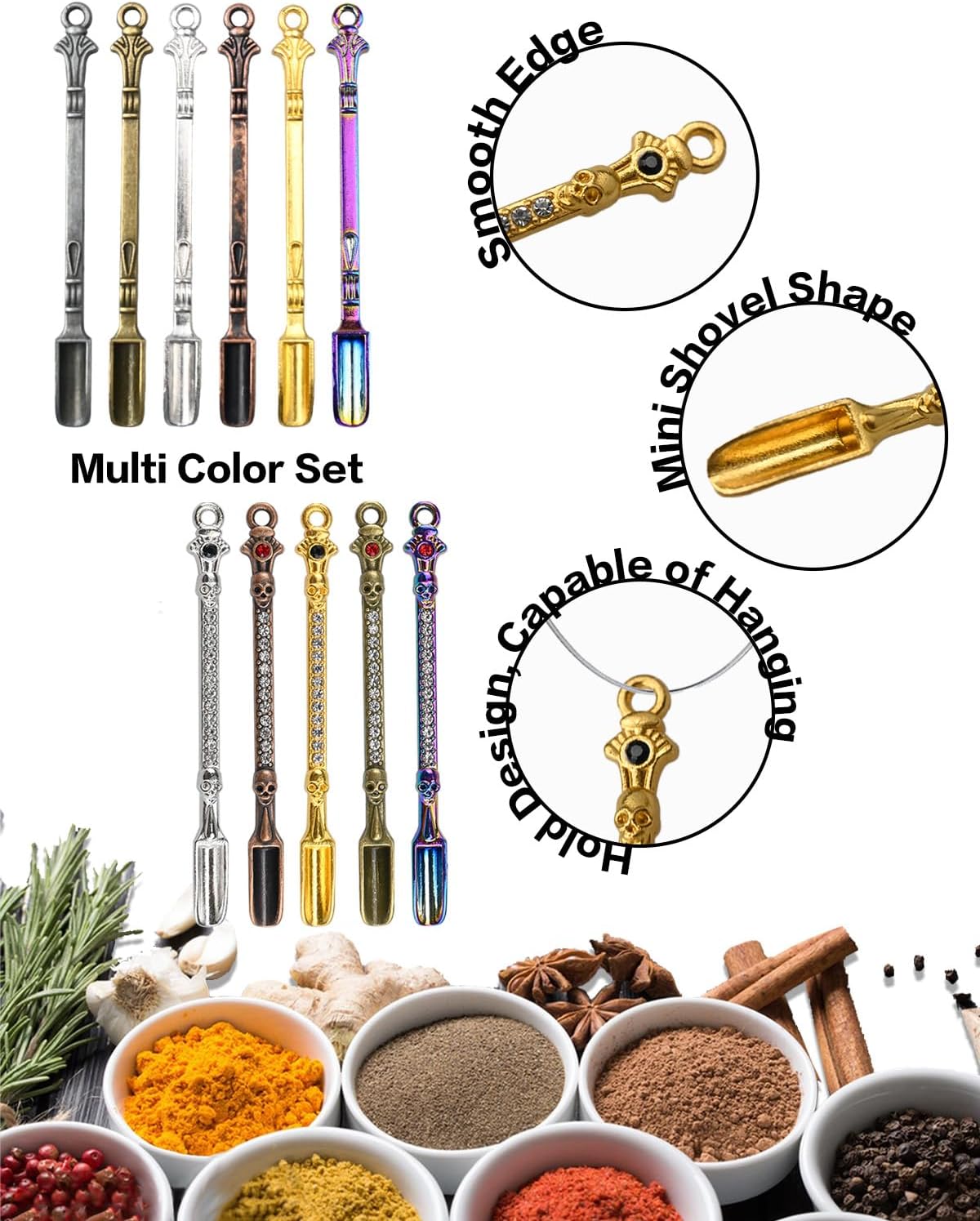 11Pcs Mini Spoons, Mini Measuring Spoon, Multicolor Tiny Metal Spoons, Small Shovel Spoon for Measuring Coffee, Spices, Sugar