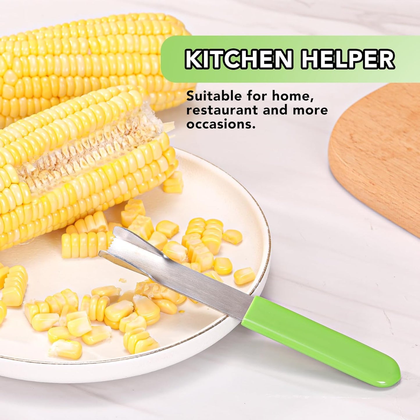 Corn Prep Peeler Joochi Stainless Steel Corn Stripping Tool Corn Cobber Remover Tools Cob Corn Stripper Thresher Quickly Remove Fresh & Boiled Corn Kernels Kitchen Gadget Chef Gift Idea (Green)