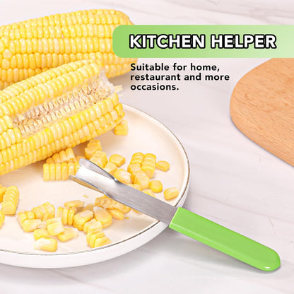 Corn Prep Peeler Joochi Stainless Steel Corn Stripping Tool Corn Cobber Remover Tools Cob Corn Stripper Thresher Quickly Remove Fresh & Boiled Corn Kernels Kitchen Gadget Chef Gift Idea (Green)