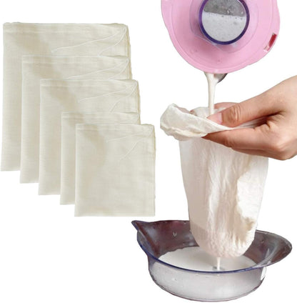 Cheesecloth Bags for Straining,Reusable Cold Brew Coffee Cheese Cloths Strainer,Large Nut Milk Tea Juice Bag,100% Natural Cotton Fine Mesh Filter Bags (X-Small,10 PACK)