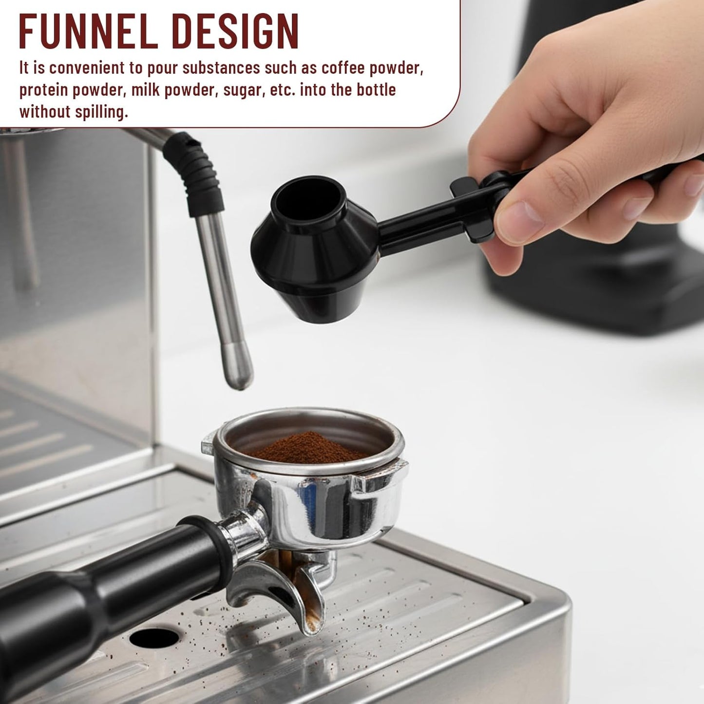 2 Pack Funnel Scoop for Powder, Protein Scoop Funnel,Coffee Powder Scoop with Durable ABS Material, Efficient Powder Transfer Tool for Kitchen and Gym