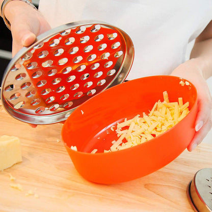 Cheese Grater Citrus Lemon Zester with Food Storage Container & Lid - Perfect For Hard Parmesan Or Soft Cheddar Cheeses, Ginger, Vegetables, Butter, Chocolate & Nutmeg (Red)