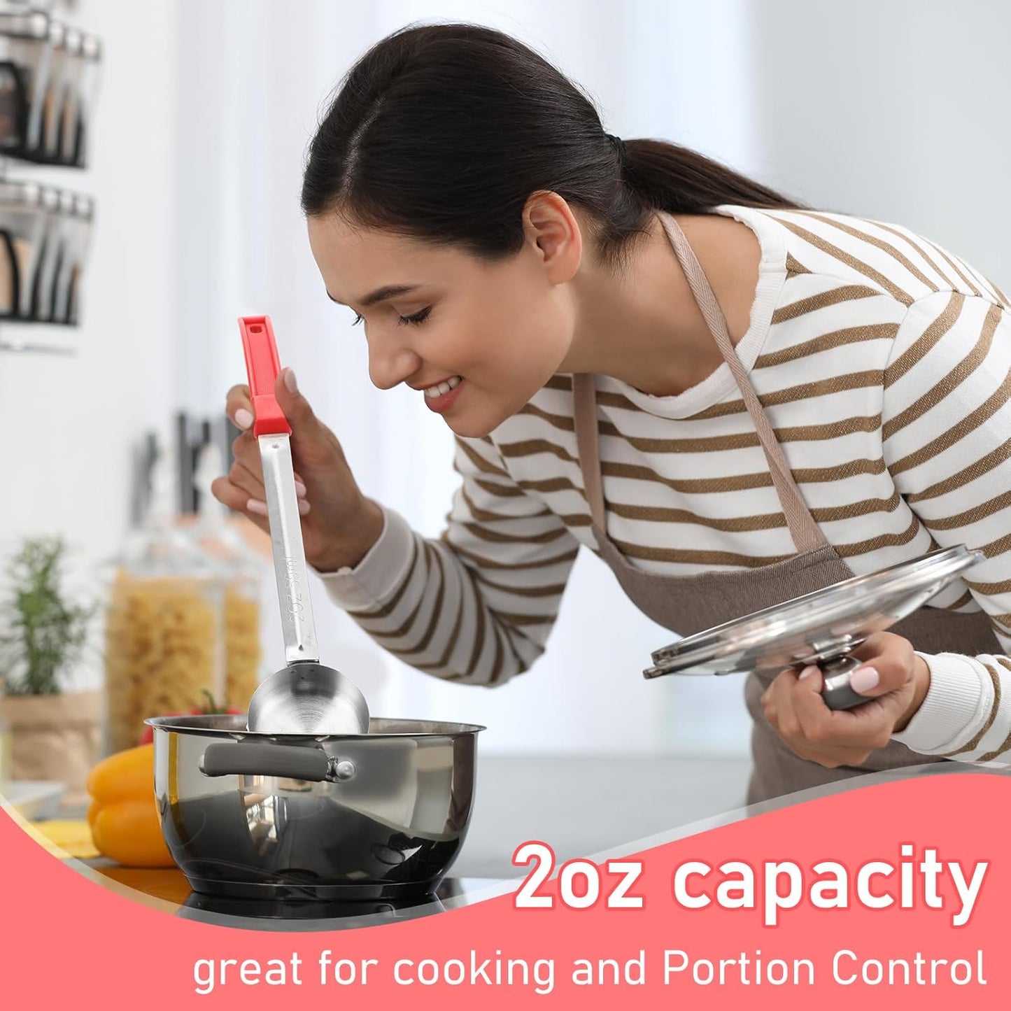 Teenyyou 4 Pcs Portion Control Serving Spoons Portion Control Spoons Ladle Scoops Food Measuring Utensils Proportion Manage Slotted and Unslotted Scoops for Weight Loss(Green,4oz)