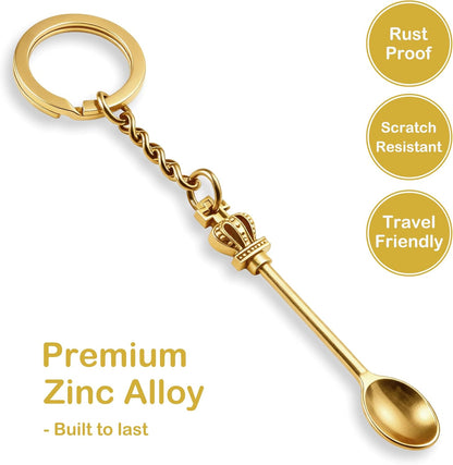8 Pack Small Measuring Tools Spoon Keychain with Split Key Rings, Metal Mini Powder Spoons for Medicine, Pill Bottle, Craft, Partty (Multicolor, Tiny)